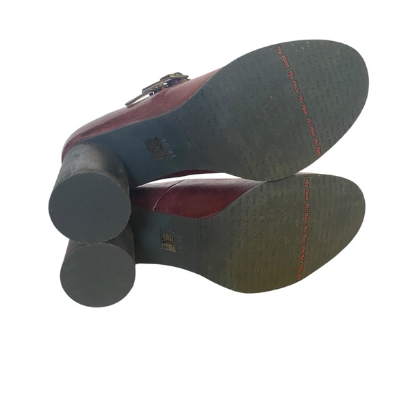 Miz Mooz Isadora Leather Heels Burgundy Double Strap Mary Jane Shoes size 10 41 - Picture 11 of 13